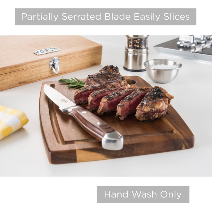 Viking Steakhouse Pakka Wood 6Piece Steak Knife Set with Wooden Box